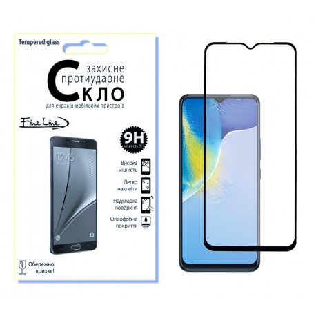 Защитное стекло Fine Line Full Glue для Vivo Y15s (Black)