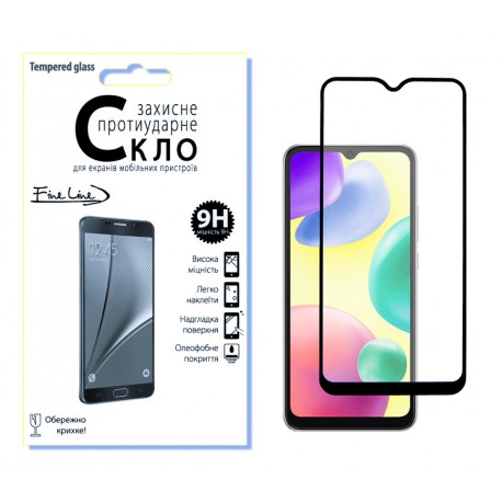 Защитное стекло Fine Line Full Glue для Xiaomi Redmi 10C (Black)