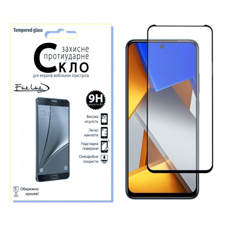 Защитное стекло Fine Line Full Glue для Poco M4 Pro 4G (Black)
