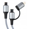 Кабель 2 в 1 Fine Line заряду та синхронізації Type-C - Type-C/Lightning, 1м, (grey) (FL-NTK-TC-TCL-GREY)