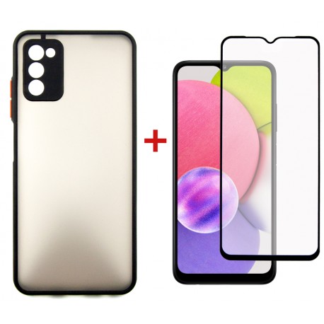 Комплект для Samsung Galaxy A03s панель + скло DENGOS (Black) (DG-KM-24)