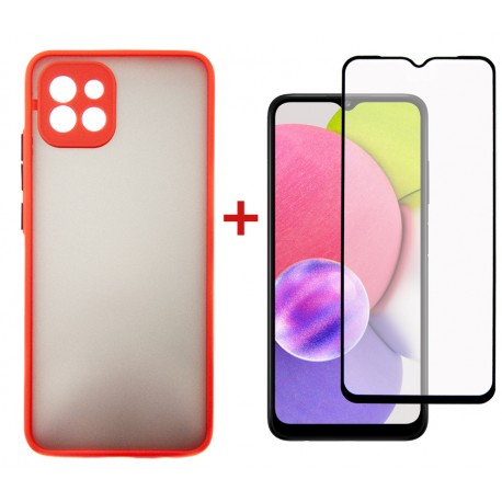 Комплект для Samsung Galaxy A03 панель + скло DENGOS (Red) (DG-KM-23)