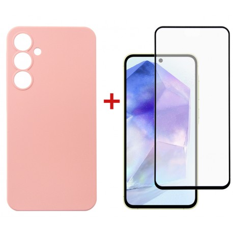 Комплект для Samsung Galaxy A55 5G панель + скло DENGOS (Pink) (DG-KM-92)