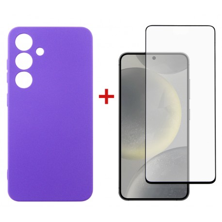 Комплект для Samsung Galaxy S24 панель Carbon + скло DENGOS (Purple) (DG-KM-102)