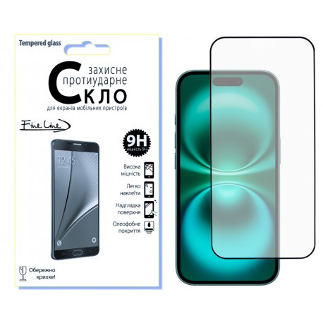 Защитное стекло Fine Line Full Glue для iPhone 16 Plus (Black)