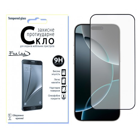 Защитное стекло Fine Line Full Glue для iPhone 16 Pro (Black)