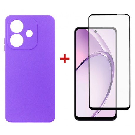 Комплект для Oppo A3 панель Carbon + скло DENGOS (Purple) (DG-KM-113)