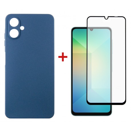 Комплект для Samsung Galaxy A06 панель Carbon + скло DENGOS (Blue) (DG-KM-114)