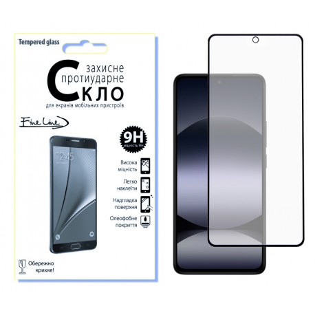 Защитное стекло Fine Line Full Glue для Xiaomi Redmi Note 14 (Black)
