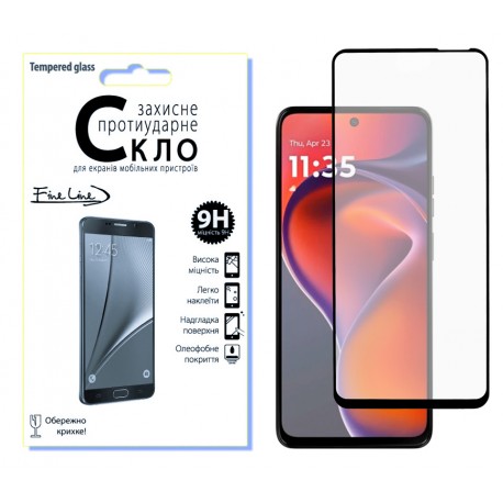 Защитное стекло Fine Line Full Glue для Motorola G15/G15 Power (Black)
