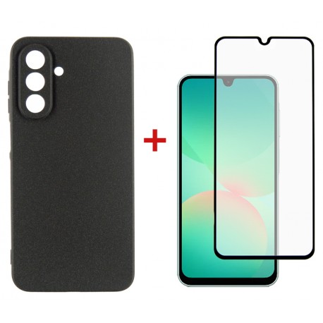 Комплект для Samsung Galaxy A26 панель Carbon + скло DENGOS (Black) (DG-KM-137)