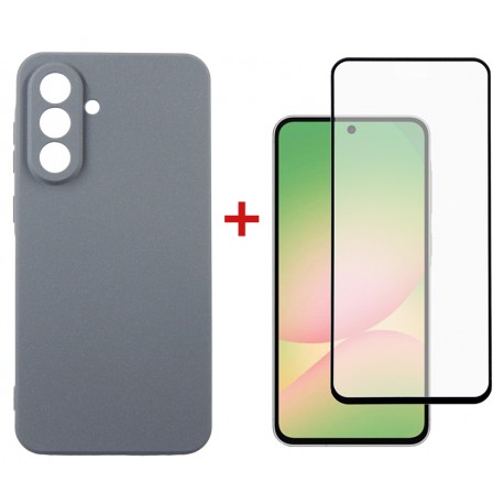 Комплект для Samsung Galaxy A56 панель Carbon + скло DENGOS (Grey) (DG-KM-138)