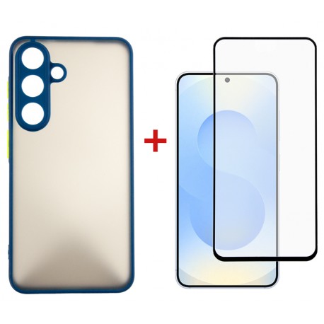 Комплект для Samsung Galaxy S25 панель + скло DENGOS (Blue) (DG-KM-142)