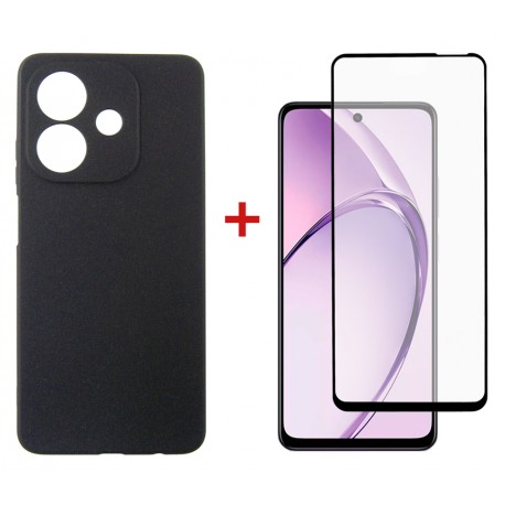 Комплект для Oppo A40m/A40 панель Carbon + скло DENGOS (Black) (DG-KM-159)