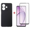 Комплект для Oppo A40m/A40 панель Carbon + скло DENGOS (Black) (DG-KM-159)