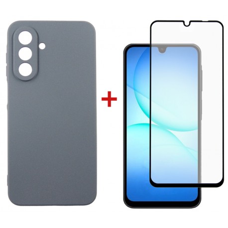 Комплект для Samsung Galaxy A17 панель Carbon + скло DENGOS (Grey) (DG-KM-161)