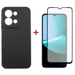 Комплект для Xiaomi Redmi 15C панель Carbon + скло DENGOS (Black) (DG-KM-165)