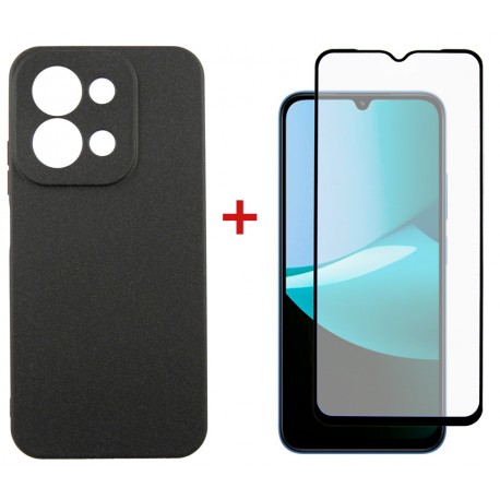 Комплект для Xiaomi Redmi 15C панель Carbon + скло DENGOS (Black) (DG-KM-165)