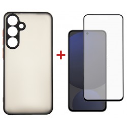 Комплект для Samsung Galaxy S25 FE панель Matte + скло DENGOS (Black) (DG-KM-168)