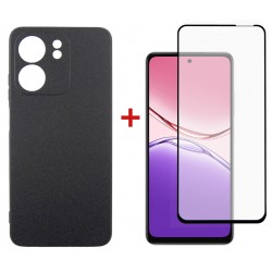 Комплект для Oppo A5x панель Carbon + скло DENGOS (Black) (DG-KM-175)