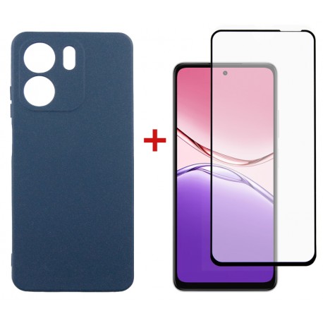 Комплект для Oppo A5x панель Carbon + скло DENGOS (Blue) (DG-KM-176)