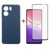 Комплект для Oppo A5x панель Carbon + скло DENGOS (Blue) (DG-KM-176)