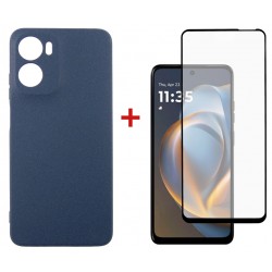 Комплект для Motorola G05 панель Carbon + скло DENGOS (Blue) (DG-KM-179)