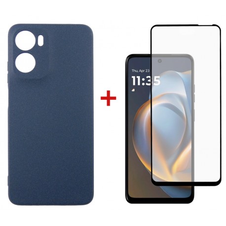 Комплект для Motorola G05 панель Carbon + скло DENGOS (Blue) (DG-KM-179)