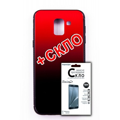 Комплект панель FINE LINE Mirror для Samsung Galaxy J6 + 2018 (J610), red + Захисне скло для Samsung Galaxy J6 + 2018 (J610)