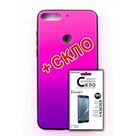 Комплект панель FINE LINE "Mirror" для Huawei Y6 Prime 2018, (pink) + Захисне скло для Huawei Y6 Prime 2018