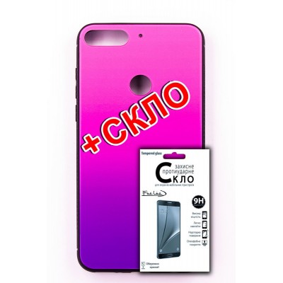 Комплект панель FINE LINE "Mirror" для Huawei Y7 Prime 2018, pink + Защитное стекло для Huawei Y7 Prime 2018