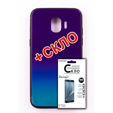 Комплект панель FINE LINE "Mirror" для Samsung Galaxy J4 2018 (J400), violet+Защитное стекло для Samsung Galaxy J4 2018