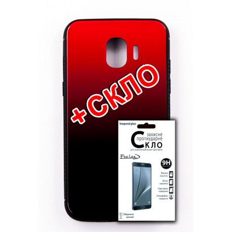 Комплект панель FINE LINE Mirror для Samsung Galaxy J4 2018 (J400) red+Защитное стекло для Samsung Galaxy J4 2018 (J400)