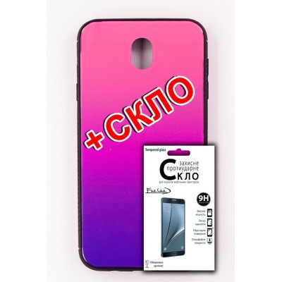 Комплект панель FINE LINE "Mirror" для Samsung Galaxy J7 2017 (J730) pink+Защитное стекло для Samsung Galaxy J7 2017