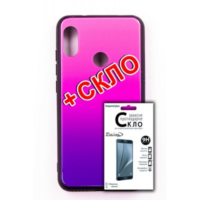 Комплект панель FINE LINE "Mirror" для Xiaomi Redmi 6 Pro, pink + Защитное стекло для Xiaomi Redmi 6 Pro