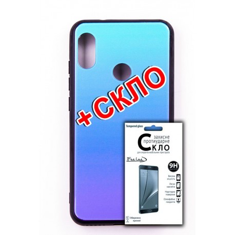 Комплект панель FINE LINE "Mirror" для Xiaomi Redmi 6 Pro,Lighting Blue +Защитное стекло для Xiaomi Redmi 6 Pro