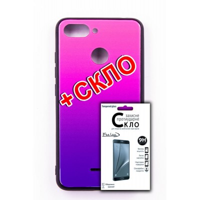 Комплект панель FINE LINE Mirror для Xiaomi Redmi 6 pink + Защитное стекло для Xiaomi Redmi 6