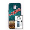 Комплект панель FINE LINE "Glam" для Samsung Galaxy A6 2018 (A600), золотой песок, ,Защитное стекло для Samsung Galaxy A6 2018