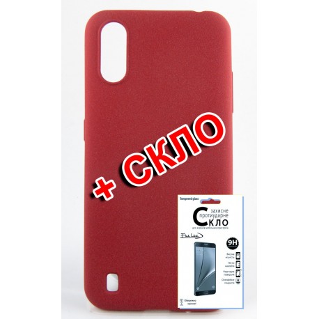 Комплект Fine Line для Samsung Galaxy A01 панель + скло захисне Carbon (Red) (FL-KM-179)